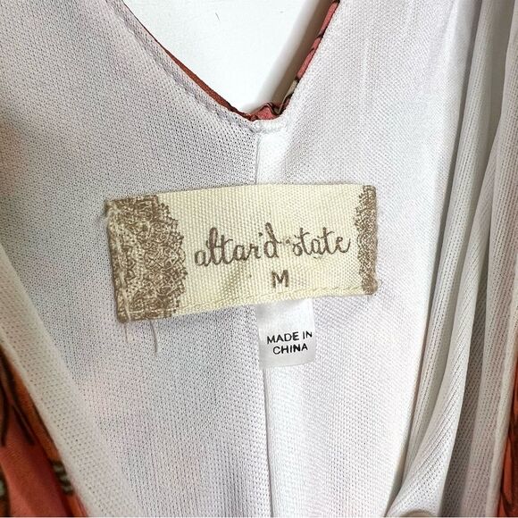 Altar’d State Floral Tiered Ruffle Tie Strap Dress Medium Orange - Picture 9 of 10